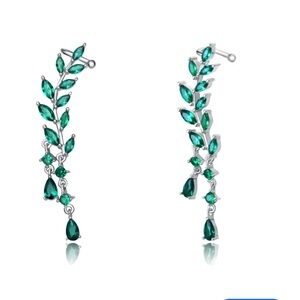 Sterling Silver and CZ Drop Ear Hugger Earrings NWOT.